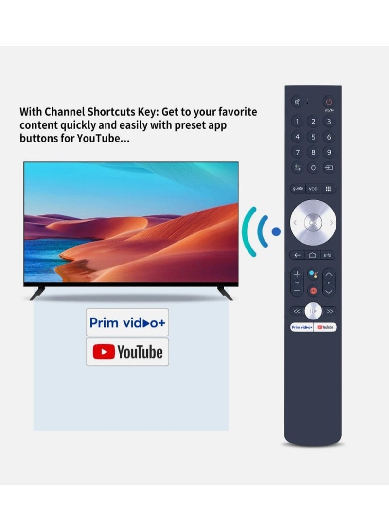 Remote Du Remote For RUWIDO TV 865A Bluetooth Remote Control with Voice Assistant and Youtube Button (Black) - Image 2